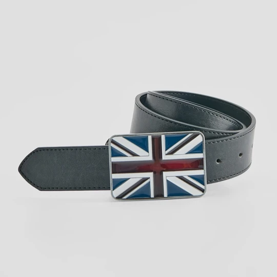 Zdjęcie produktu Czarny pasek z klamrą z motywem flagi UK House