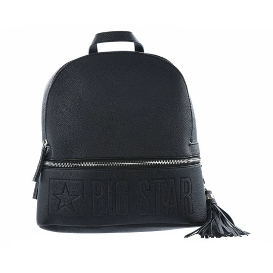 Zdjęcie produktu Plecak unisex Big Star, materiał syntetyczny o gładkiej strukturze z pojemną komorą główną zapinaną na zamek uchwytem oraz regulowanymi szelkami, cza czarny