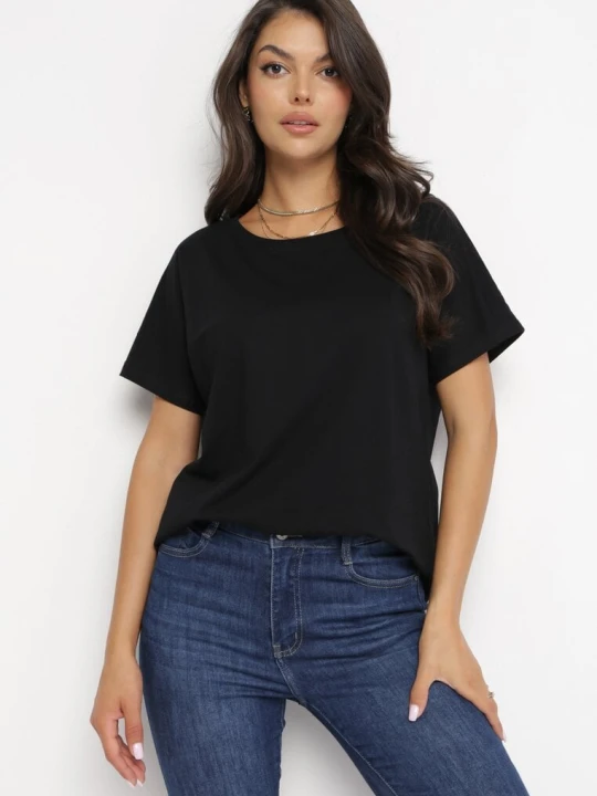 Zdjęcie produktu Czarny T-shirt z Krótkim Rękawem Tehillah Glo-story