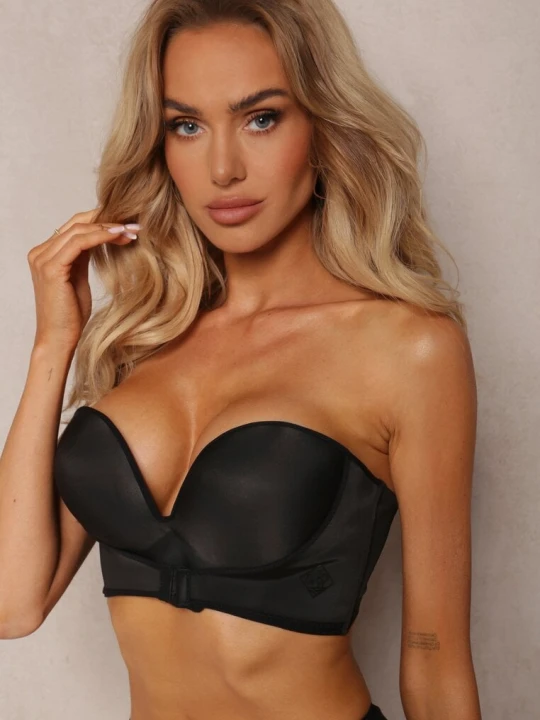 Zdjęcie produktu Czarny Usztywniany Biustonosz Miseczka C Push Up Wykończony Dodatkowym Ramiączkiem Evias
