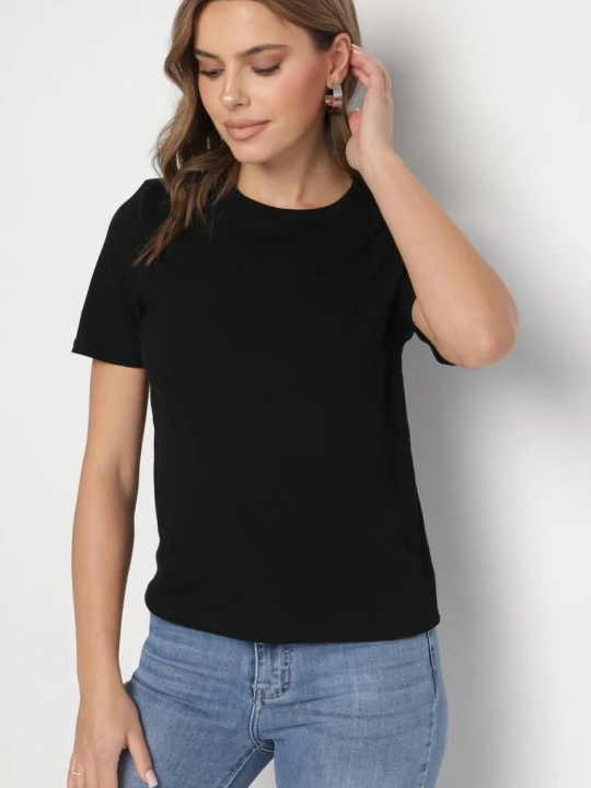 Zdjęcie produktu Czarny Wiskozowy T-shirt w Klasycznym Stylu Arivoria Elsa.m By May