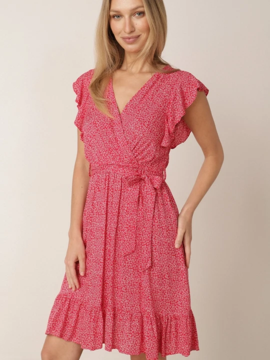 Zdjęcie produktu Czerwona Sukienka z Paskiem Rartho Rosa