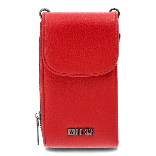 Zdjęcie produktu Torba damska Big Star, typu phone bag wykonana z miękkiej ziarnistej skóry ekologicznej, czerwona, JJ574123