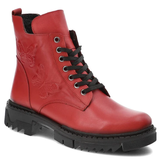 Zdjęcie produktu Czerwone Botki Artiker Modne Skórzane Buty