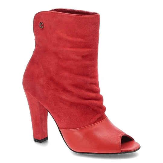 Zdjęcie produktu Botki damskie Carinii, eleganckie na wysokim obcasie, czerwone, B3356_-F37-B98-000-955
