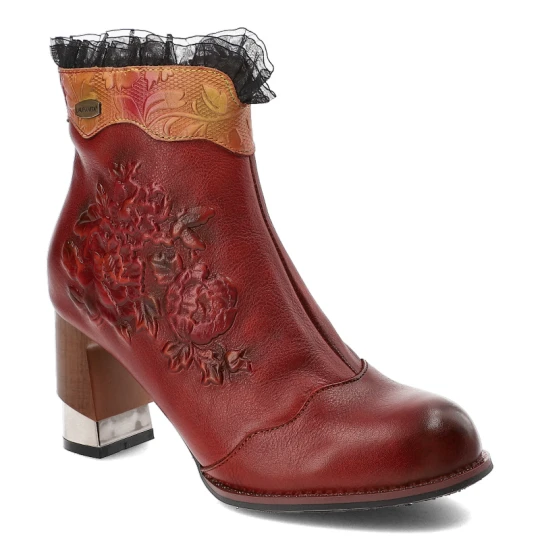 Zdjęcie produktu Czerwone Botki Laura Vita Eleganckie Obuwie Damskie Na Obcasie