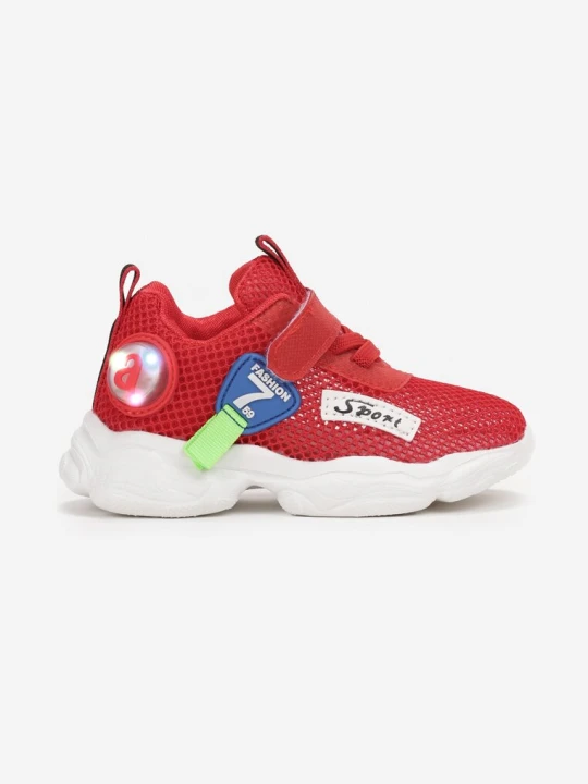 Zdjęcie produktu Czerwone Buty Sportowe ze Świecącymi Lampkami i Rzepem Sanam