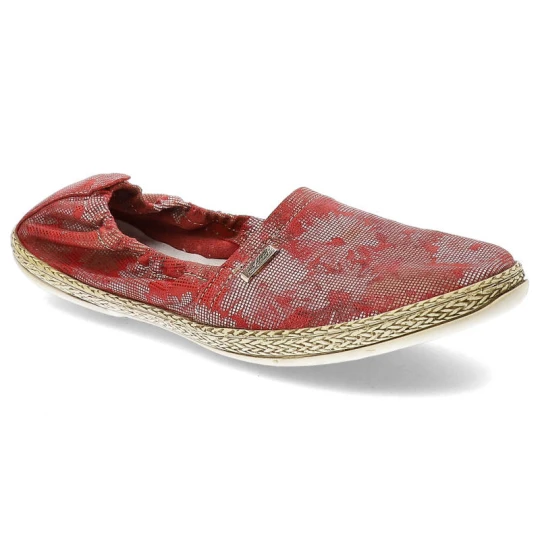 Zdjęcie produktu Espadryle damskie Lemar, wsuwane ze skóry naturalnej, czerwone, 10012