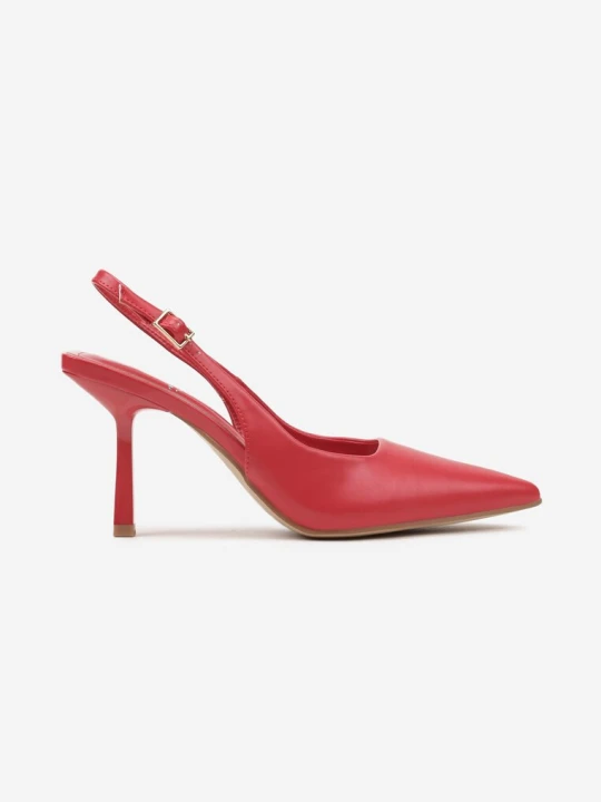Zdjęcie produktu Czerwone Klasyczne Sandały Szpilki Slingback ze Szpiczastym Noskiem Saniffia Cink Me