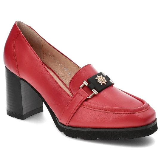 Zdjęcie produktu Czerwone Półbuty Simen Skórzane Eleganckie Buty Na Obcasie