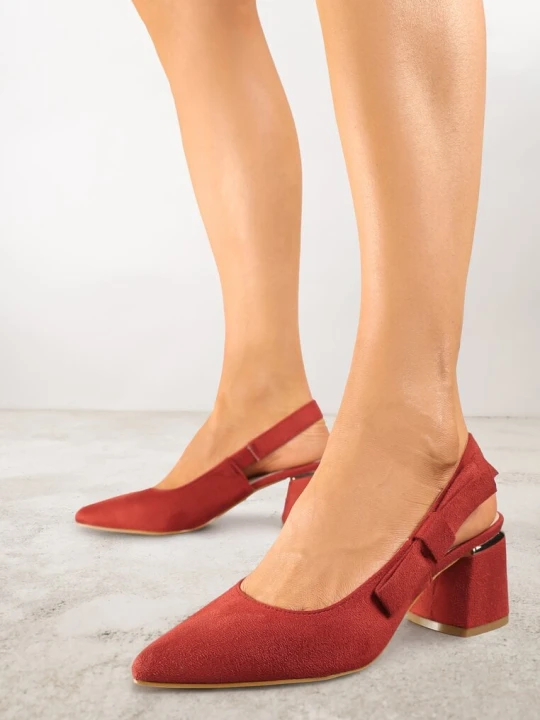 Zdjęcie produktu Czerwone Sandały na Słupku Vices Slingback ze Skórzaną Wkładką Vevoline