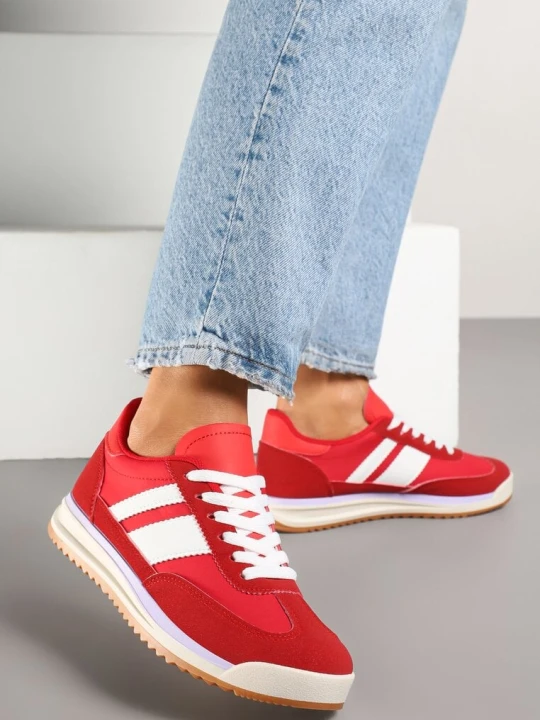 Zdjęcie produktu Czerwone Sneakersy Klasyczne Tenisówki z Przeszyciami Kelluria Seastar