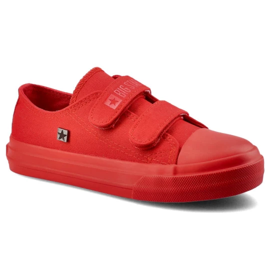 Zdjęcie produktu Trampki unisex Big Star, z materiału tekstylnego z podwójnym zapięciem na rzepy wzmocnionym gumowym noskiem oraz lekką podeszwą, czerwone, FF374097
