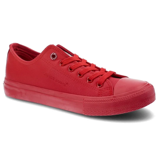 Zdjęcie produktu Trampki damskie Cross Jeans, wykonane z materiału o gładkiej powierzchni z klasycznym sznurowaniem gumowym noskiem, czerwone, DD2R4032CFW20