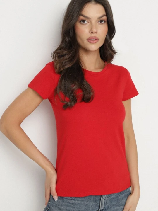 Zdjęcie produktu Czerwony Bawełniany Klasyczny T-shirt Lunolia Basic