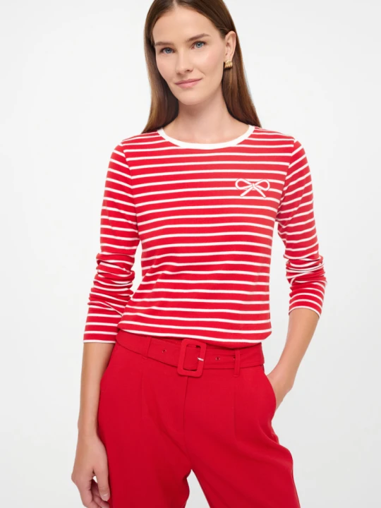 Zdjęcie produktu Czerwony bawełniany longsleeve w paski Greenpoint