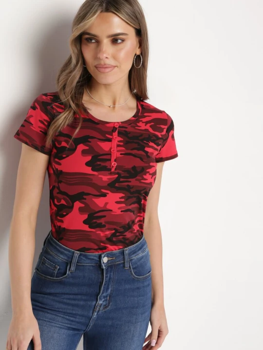 Zdjęcie produktu Czerwony Bawełniany T-shirt w Moro Navaria Alnwick