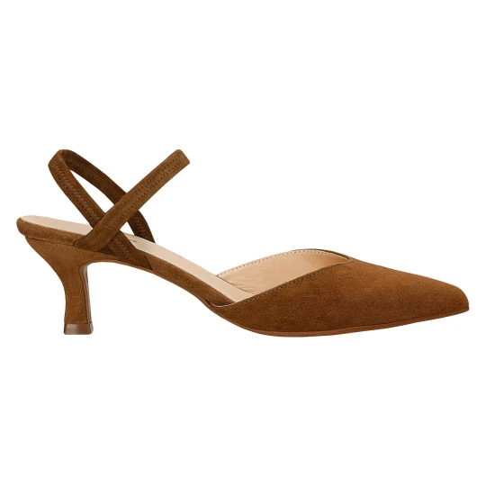 Zdjęcie produktu Brązowe czółenka slingback z krzyzowanymi paskami i szpiczastym noskiem 35187-62 Wojas