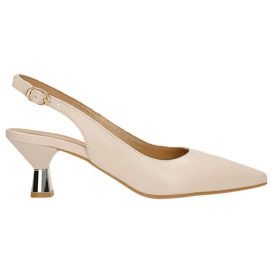 Zdjęcie produktu Skórzane czółenka slingback w beżowym kolorze na niskim obcasie 35190-54 Wojas