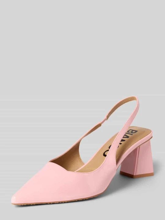 Zdjęcie produktu Czółenka slingback z obcasem słupkiem i paseczkami Bianco Jasnoróżowy
