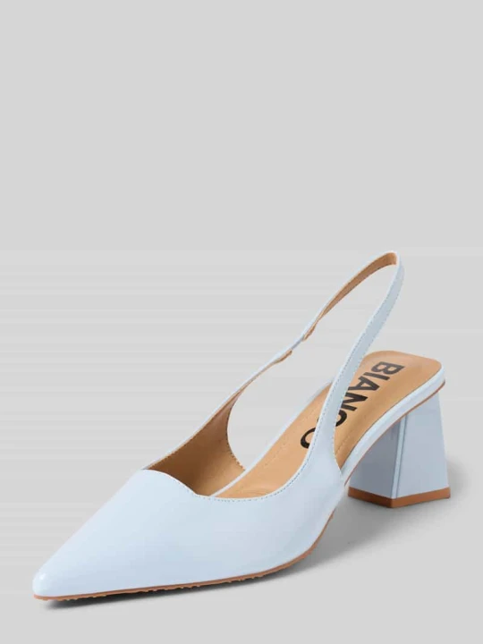 Zdjęcie produktu Czółenka slingback z obcasem słupkiem i paseczkami Bianco Jasnoniebieski