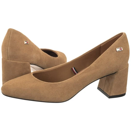 Zdjęcie produktu Czółenka TH Suede Mid Heel Block Pump Classic Khaki FW0FW07717 RBL (TH1027-b) Tommy Hilfiger