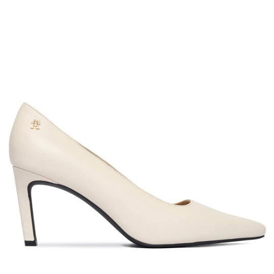 Zdjęcie produktu Czółenka Tommy Hilfiger Th Logo Lth Pump Slanted Hl FW0FW09008 Écru Kremowy