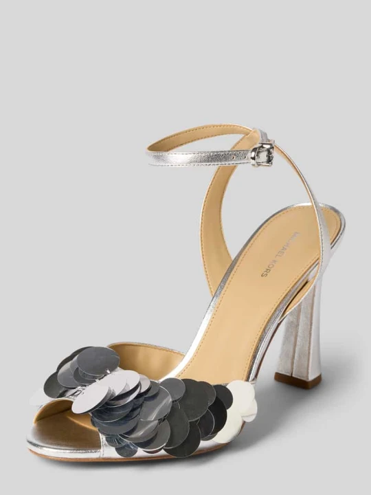 Zdjęcie produktu Czółenka z miksu skóry z ozdobnym detalem model 'Loretta' Michael Kors Srebrny