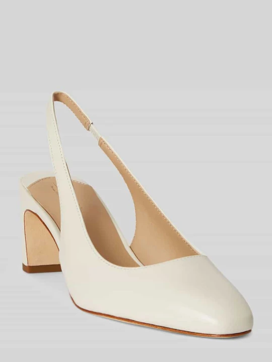 Zdjęcie produktu Czółenka slingback z prawdziwej skóry Lauren Ralph Lauren Złamany biały