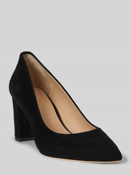 Zdjęcie produktu Czółenka z prawdziwej skóry z detalem z logo Lauren Ralph Lauren Czarny