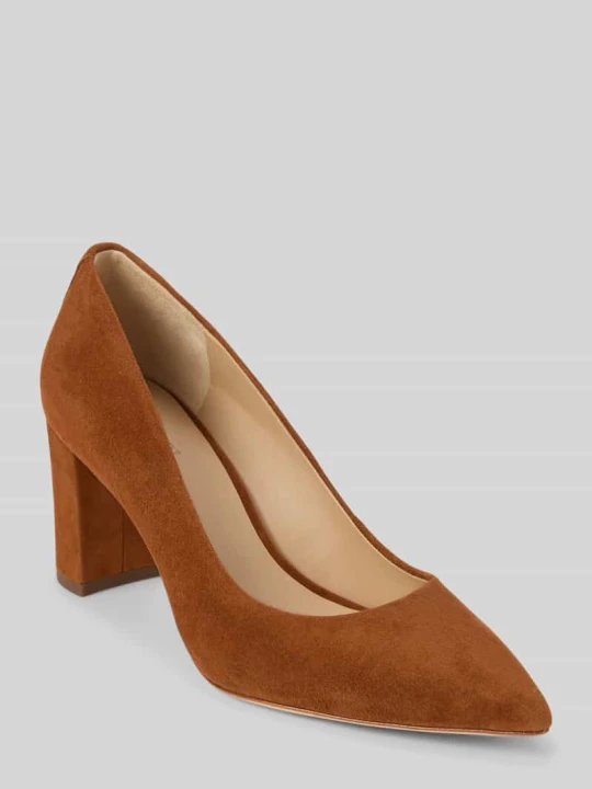 Zdjęcie produktu Czółenka z prawdziwej skóry z detalem z logo Lauren Ralph Lauren Koniakowy