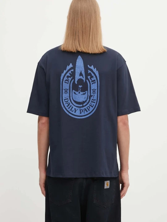 Zdjęcie produktu Daily Paper t-shirt bawełniany Candle Label Boxy granatowy