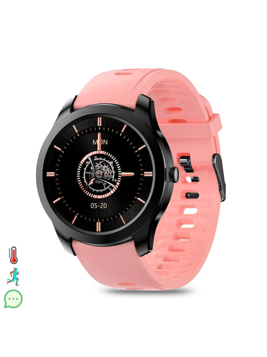 Zdjęcie produktu DAM Smartwatch "M28" w kolorze czarno-jasnoróżowym rozmiar: onesize