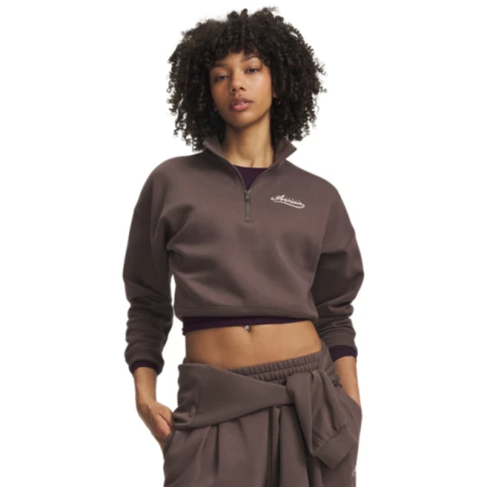 Zdjęcie produktu Damska bluza bez kaptura Under Armour RIVAL FLEECE VARSITY HZ - brązowa