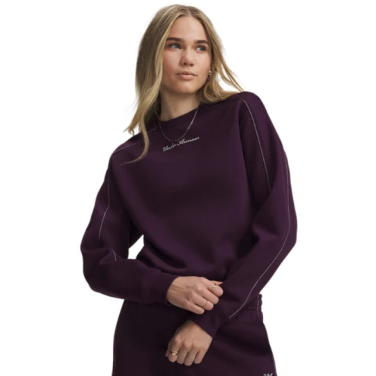 Zdjęcie produktu Damska bluza dresowa nierozpinana bez kaptura Under Armour Rival Shimmer Crew - fioletowa