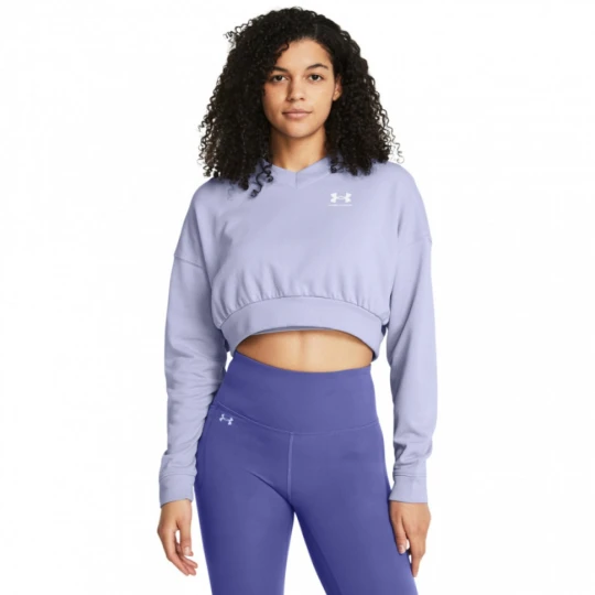 Zdjęcie produktu Damska bluza dresowa nierozpinana bez kaptura Under Armour UA Rival Terry OS Crop Crw - fioletowa