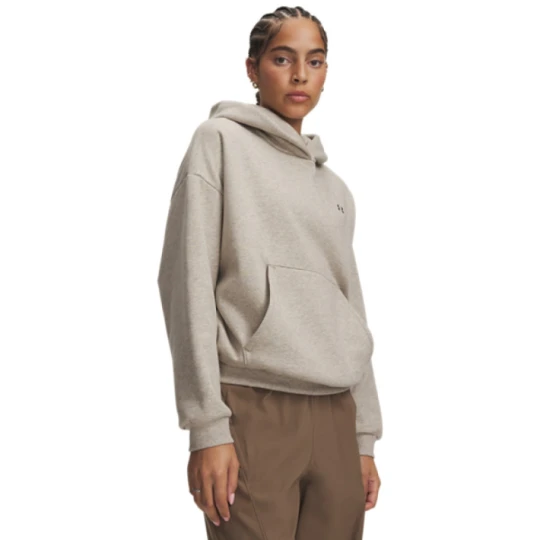 Zdjęcie produktu Damska bluza dresowa nierozpinana z kapturem Under Armour Icon Fleece Hoodie - beżowa