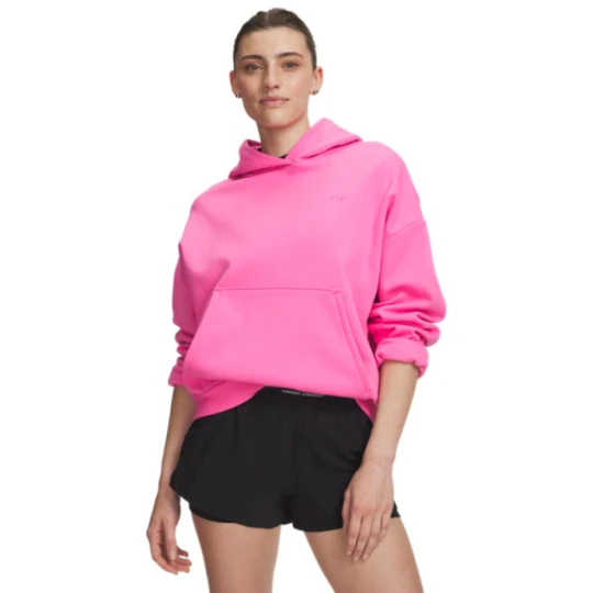 Zdjęcie produktu Damska bluza dresowa nierozpinana z kapturem Under Armour Icon Fleece Hoodie - różowa