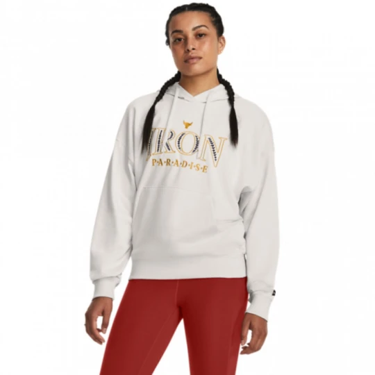 Zdjęcie produktu Damska bluza dresowa nierozpinana z kapturem Under Armour Project Rock Everyday Terry Hoody - biała