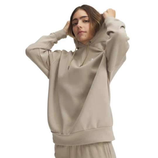 Zdjęcie produktu Damska bluza dresowa nierozpinana z kapturem Under Armour UA Icon Fleece OS Hoodie - brązowa