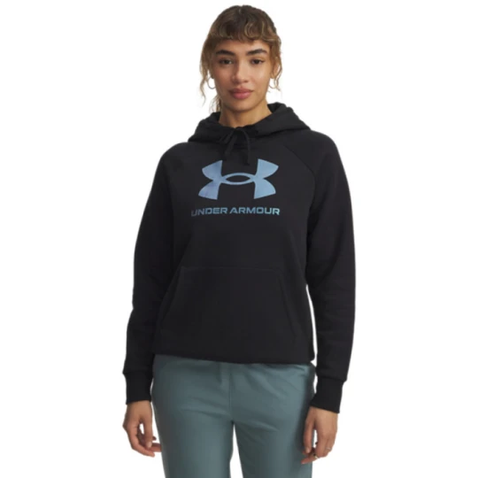Zdjęcie produktu Damska bluza dresowa nierozpinana z kapturem Under Armour UA Rival Flc Shimmer Hoody - czarna