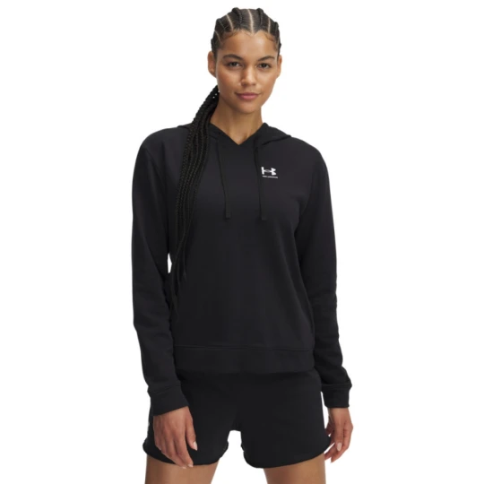 Zdjęcie produktu Damska bluza dresowa nierozpinana z kapturem Under Armour UA Rival Terry Hoodie - czarna