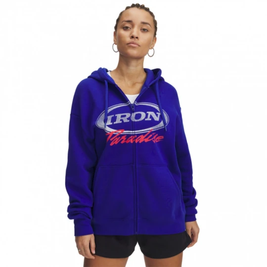 Zdjęcie produktu Damska bluza dresowa rozpinana z kapturem Under Armour Project Rock Iron Paradise - niebieska