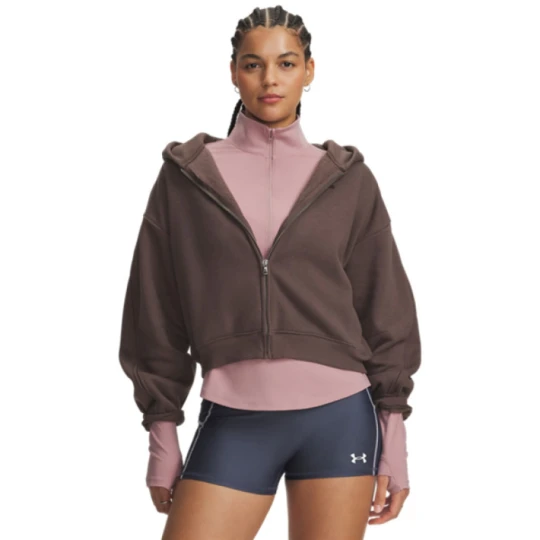 Zdjęcie produktu Damska bluza dresowa rozpinana z kapturem Under Armour UA Icom Sama Fleece FZ - brązowa