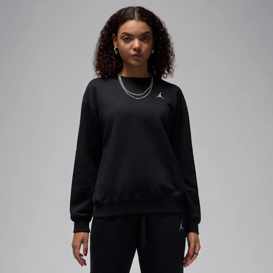 Zdjęcie produktu Damska bluza dresowa z dzianiny dresowej z półokrągłym dekoltem Jordan Brooklyn Fleece - Czerń