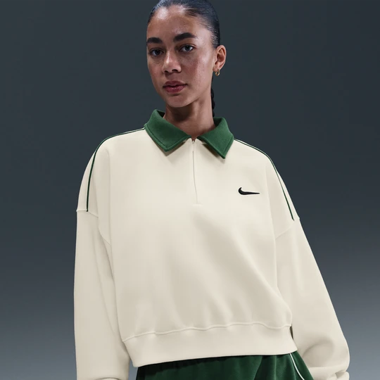Zdjęcie produktu Damska bluza dresowa z zamkiem 1/4 Nike - Biel