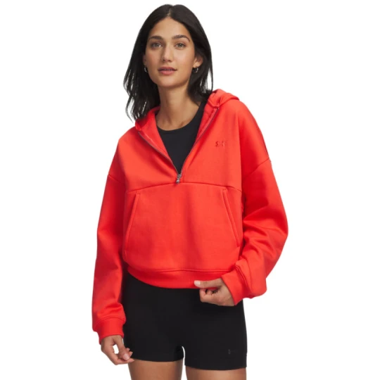 Zdjęcie produktu Damska bluza nierozpinana z kapturem Under Armour UA Icon Fleece HZ Hoodie - koralowa