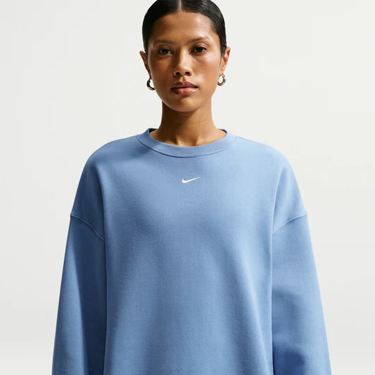 Zdjęcie produktu Damska oversizowa bluza z półokrągłym dekoltem Nike Studio Fleece Medium Weight - Niebieski