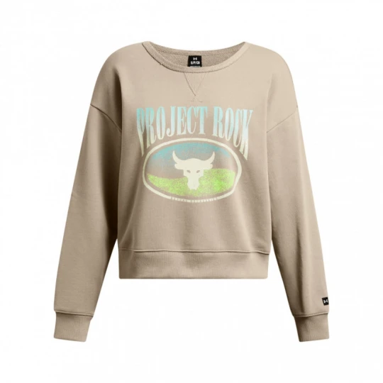 Zdjęcie produktu Damska bluza treningowa nierozpinana bez kaptura Under Armour Project Rock HW Terry LS Q1 - beżowa