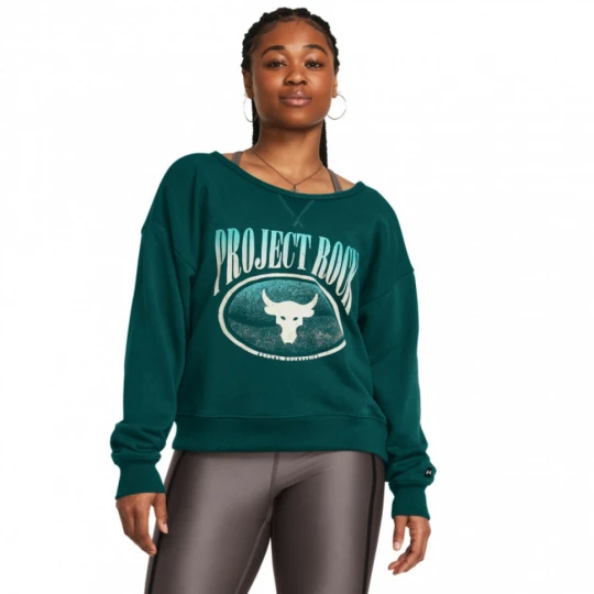 Zdjęcie produktu Damska bluza treningowa nierozpinana bez kaptura Under Armour Project Rock HW Terry LS Q1 - zielona